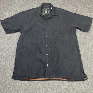 Tommy Bahama Shirt Mens Medium Black 100% Silk Button Up Short Sleeve Holiday - Picture 1 of 12