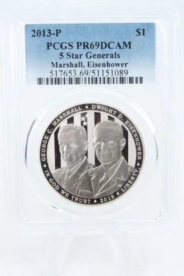 2013-P PCGS PR69DCAM 5 Star Generals Silver Modern Commemorative Dollar Proof - Image 1 of 2