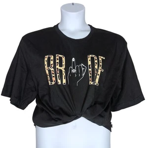 Bride Animal Print Text on Black Background Tee Size 3XL Short Sleeve - Picture 1 of 6