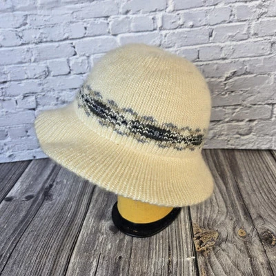 Sombrero cubo tejido de lana con aviso vintage para mujer Foto 1 de 4