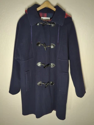 VTG Penguin M. Liman Co. Wool Duffle Coat Hooded Womens 14 Navy Toggle Buttons - Image 1 of 4