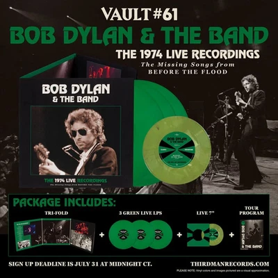 THIRD MAN VAULT 61 Bob Dylan 1974 Missing Songs From Before The Flood 3LP Green - Image 1 of 2