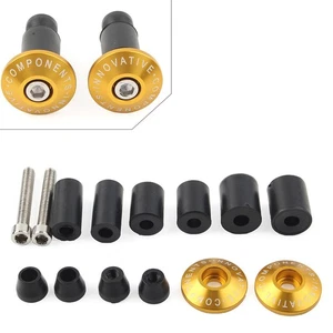 2x Motorcycle Gold 7/8'' Handle Bar End Cap Handlebar Grips Cap Plugs Dirt Bike - Picture 1 of 8