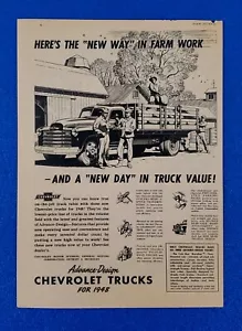 1948 CHEVY WORK TRUCK ORIGINAL PRINT AD CHEVROLET MOTOR DIVISION FREE SHIPPING - Picture 1 of 1
