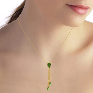 14K. SOLID GOLD NECKLACE WITH PERIDOTS (Yellow Gold) - Picture 1 of 4