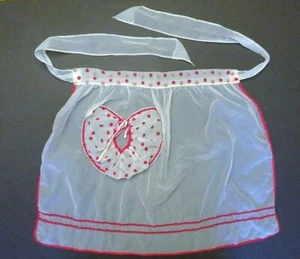 Delantal de anfitriona vintage - blanco y rojo puro organdí cóctel fiesta retro - Imagen 1 de 6