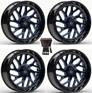 Fuel Triton ATV Wheels Blue/Black 24" Polaris Sportsman / RZR / Ranger - Picture 1 of 3