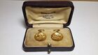 Antique 14K Gold Cufflinks With Diamonds. Repousse Flowers Design. Box. Texas