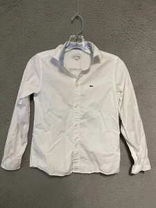 Lacoste Boys Shirt Size 12 White Button Up Kids Cotton - Picture 1 of 5