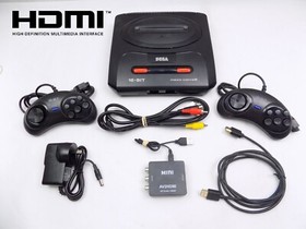 Sega Mega Drive II Megadrive 2 Console + HDMI Converter + 2x Controllers + Ca...