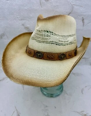 Enmay Los Angeles Adult Woven Straw Longhorn Western Outback Cowboy Cowgirl Hat - Image 1 of 4