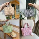 Cotton Lunch Bag Japanese Style Plaid Handbag Fashionable Tote Bags  Women