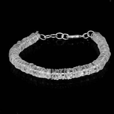Pulsera de cuentas de cuarzo blanco natural de 7 pulgadas 170,00 quilates con forma redonda NK 63E41 Foto 1 de 2