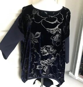 PHASE EIGHT Devore Velvet Tunic Top Dip Hem Oversized Artisan Party L - Picture 1 of 9