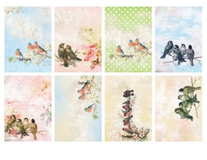 Bird Birds 8 x Gift Tag Card Topper Party Birthday Scrapbook Journal Craft - Picture 1 of 2