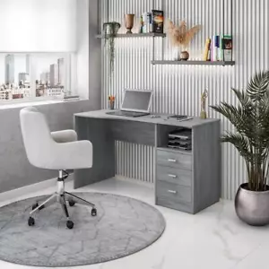 TECHNI MOBILI Computer Desk 52-in Rectangular Gray 3 Drawer Built-In Storage - Picture 1 of 7