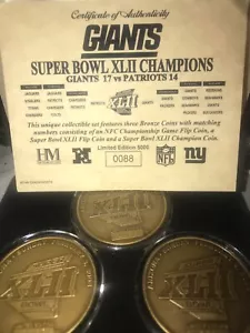 NY GIANTS 3-coin Set #646 Super Bowl XLII Bronze - Picture 1 of 4