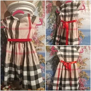 Beige Brown Stripes Dress Girl - Picture 1 of 4