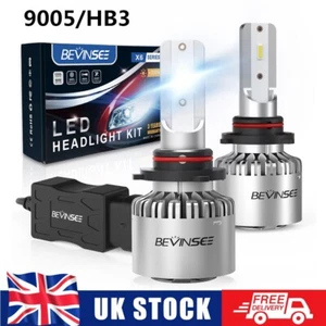 BEVINSEE HB3 9005 H10 LED Headlight Bulbs High Low Beam 8000LM 60W 6000K Kit - Picture 1 of 11
