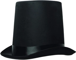 ADULT LINCOLN GENTLEMAN VICTORIAN DICKENS COSTUME TALL TOP HAT STOVE PIPE BLACK - Picture 1 of 1