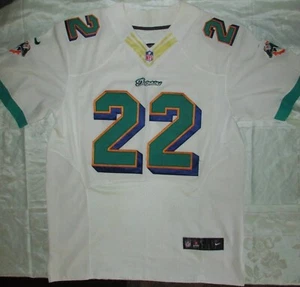 NIKE NFL DOLPHINS REGGIE BUSH SIZE 48 WHITE STITCHED ON FIELD JERSEY, USED - VG - Picture 1 of 24