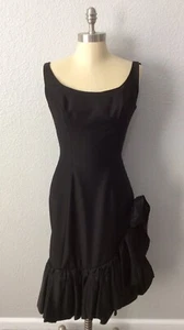 Vintage Robinson's California Wiggle Ruffle Sleeveless Little Black Dress Size 6 - Picture 1 of 12