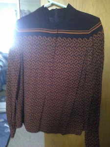 Damen Bluse Langarm Idano Gr. 1(36) schwarz/orange - Bild 1 von 3