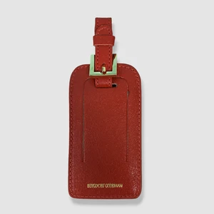 $35 Bergdorf Goodman Red Leather Luggage Tag 6.3"L x 2.5"W - Picture 1 of 2