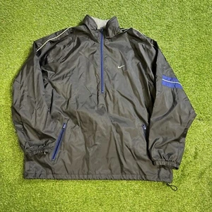 Vintage Nike Jacket Mens XL Nylon Windbreaker Pullover 90s Quarter Zip Black - Picture 1 of 9