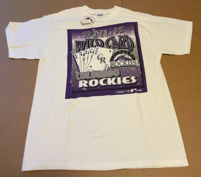 Vintage Colorado Rockies Wild Card 1995 Logo 7 Baseball T Shirt Large NEW W/ TAG - Image 1 of 4