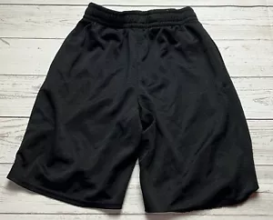 Boys BLACK MESH ATHLETIC SHORTS Lined Elastic Waist Drawstring Pockets - Picture 1 of 5