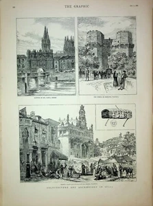 1881 Arquitectura y Arqueología en Valencia España Original Grabado Antiguo - Imagen 1 de 5