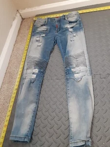 Haus Of Jr Size 12 Boy Blue Distressed Skinny Jeans #S189 - Picture 1 of 7