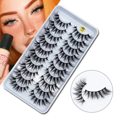 10 Pairs 3D Mink False Eyelashes Wispy Cross Fluffy Extension Eye Lashes ! - Image 1 of 4
