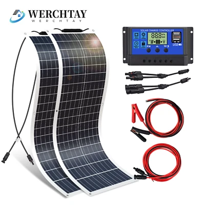 100W 200W 400W Flexible Solar Panel kit 12V Mono RV Marine Caravan Boat Rooftop