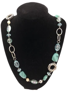 Collar de moda con adornos de plata tono plata aguamarina cuentas - Imagen 1 de 6