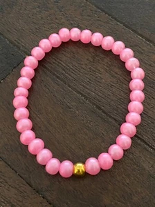 NUEVA PULSERA ELÁSTICA CON CUENTAS HECHA A MANO #B12 JOYERÍA ACRÍLICA ROSA - Imagen 1 de 2