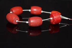 Cuentas de tubo lisas de coral bambú rojo natural A++ piedras preciosas 6,5" para hacer joyas - Imagen 1 de 6