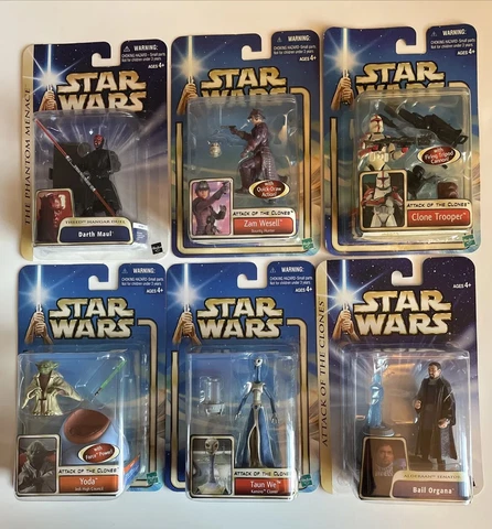 Star Wars Attack Of The Clones Saga 6 Figure Lot - Bail Organa, Darth Maul, Yoda Cover