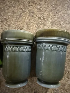 Set 2 RARE 1968 Wade Irish Porcelain Egg Coddler AS Cooper Shamrocks Threaded - Bild 1 von 4