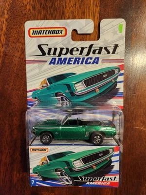 火柴盒 2006 Superfast America #7 - 1969 科迈罗 SS 可转换,绿色 — 第 1/2 张图片