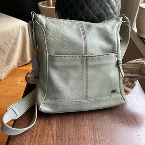 The Sak Leather Lucia Crossbody Bag Purse light Gray Green Womens Ladies Pebble - Picture 1 of 16