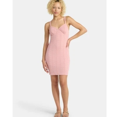 Mini vestido coquete de malha sem limites acabamento de renda rosa GG (16-18) novo com etiquetas - Imagem 1 de 4