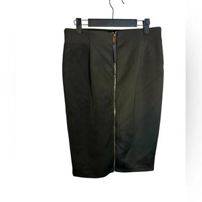 Catherine Malandrino Deep Olive Green Exposed Zipper Pencil Skirt Women’s Size 8 - Image 1 of 3