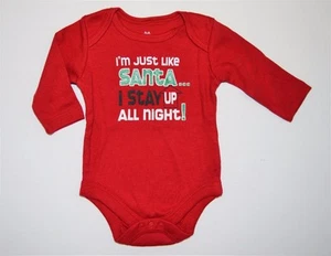 Unisex Boy Girl Newborn 5-8lbs Novelty HOLIDAY Bodysuit Shirt Just Like Santa - Picture 1 of 2