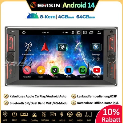 DAB+Android 14 Autoradio GPS Navi für Toyota Corolla RAV4 Vios Vitz Prado Hilux - Bild 1 von 4