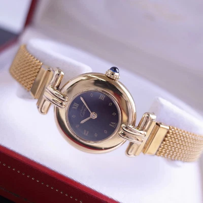 Pulsera Cartier Must Colize esfera negra Vermeil damas cuarzo Foto 1 de 4