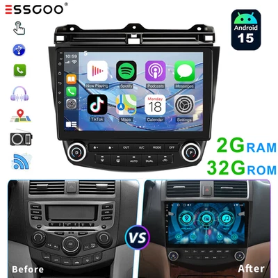 FOR HONDA ACCORD 7 2003-2007 APPLE CARPLAY ANDROID 15 CAR STEREO RADIO GPS 2+32G - image 1 of 4