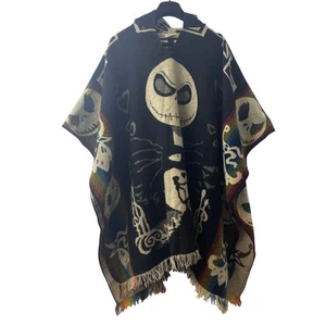 The Nightmare Before Christmas Wool Blend Hooded Poncho Unisex Made In Ecuador - Picture 1 of 11