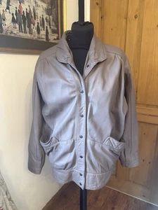 Vintage 90s Lams Leather Grey Jacket Size 14 Retro Vintage Beautiful - Picture 1 of 4